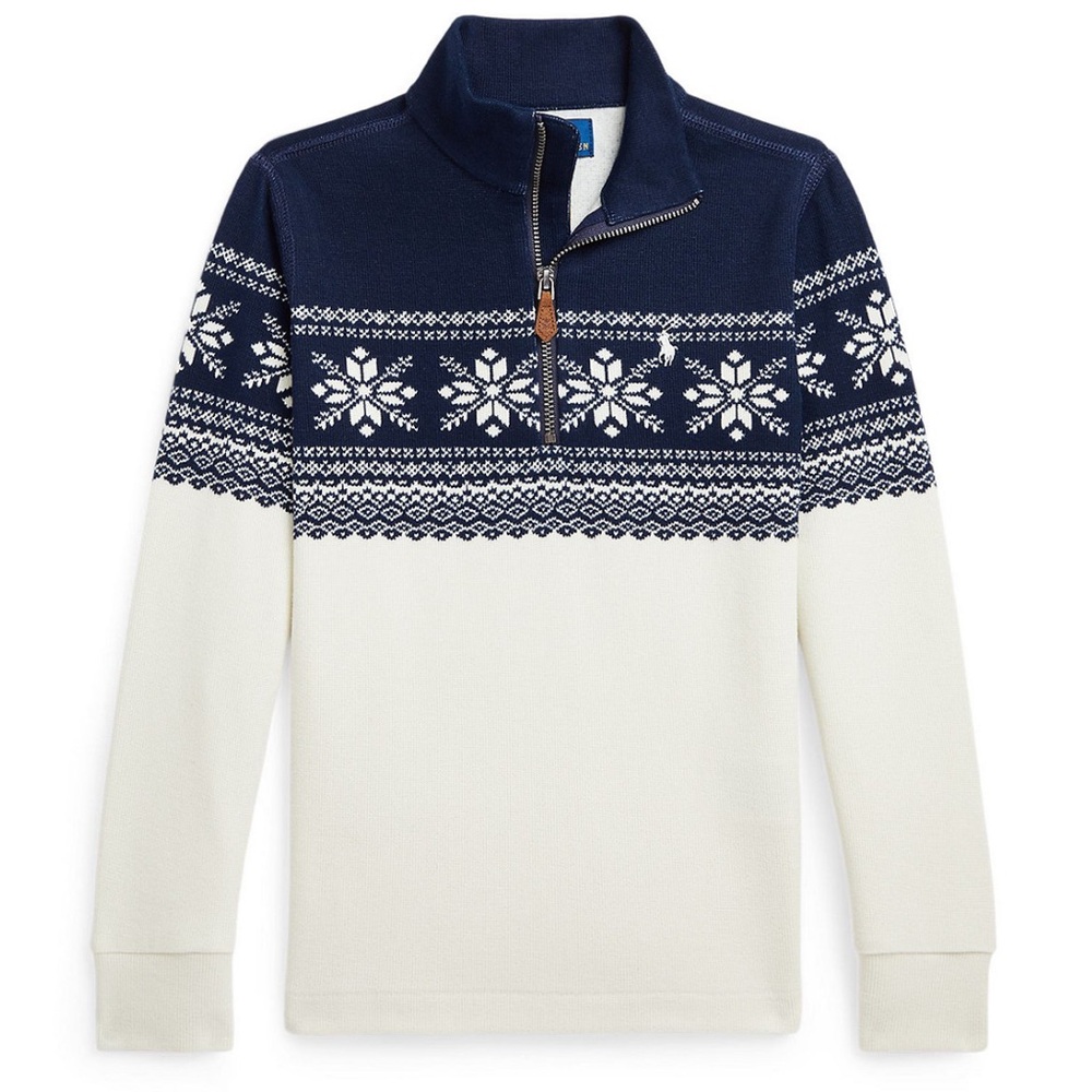 Polo Ralph Lauren Boys Snowflake Double-Knit Pulloverโ Sweatshirt SIZE 5